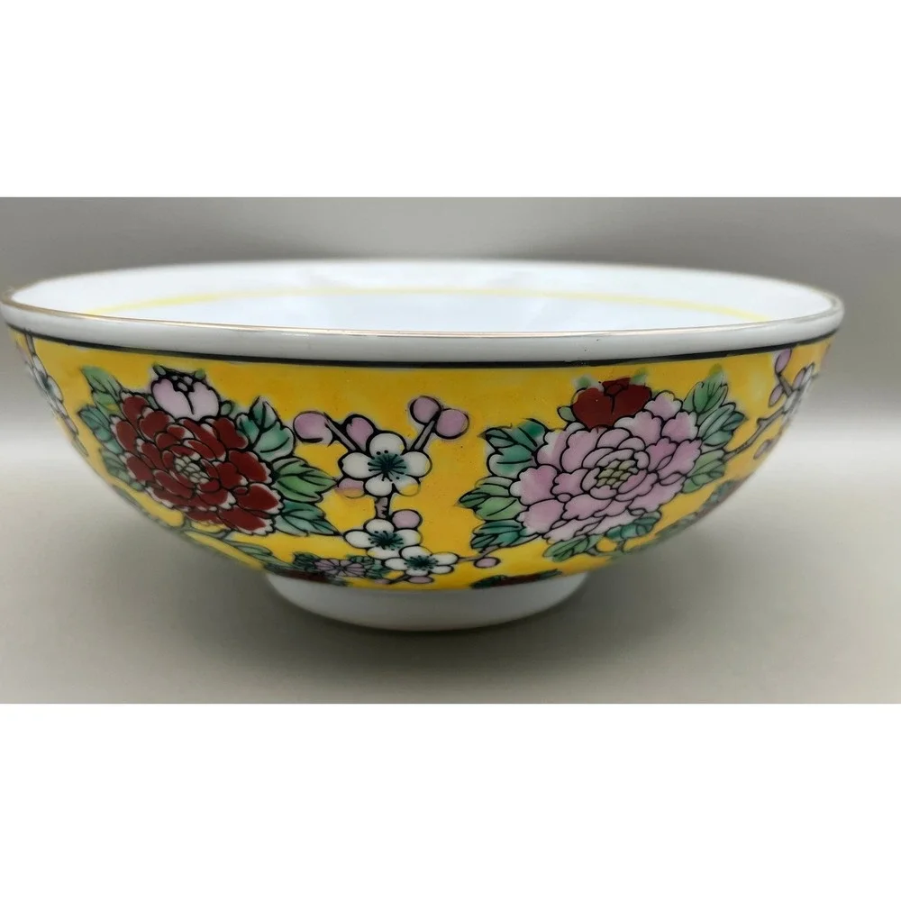 Gold Imari Hand Painted Peacock Floral Porcelain Decorative Bowls‎ Set 3 As Is